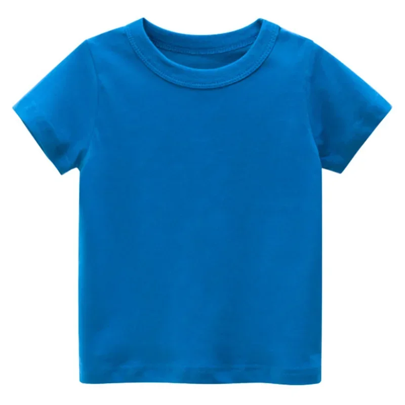 Camisetas lisas para niños, camisetas para niños y niñas, ropa de algodón liso en blanco para bebés, camisetas de verano blancas y negras para niños