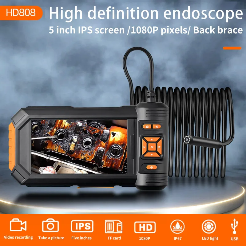 1080P HD Digital Industrial Endoscope Camera 8 mm Waterproof Drain Snake Camera 1080P 5