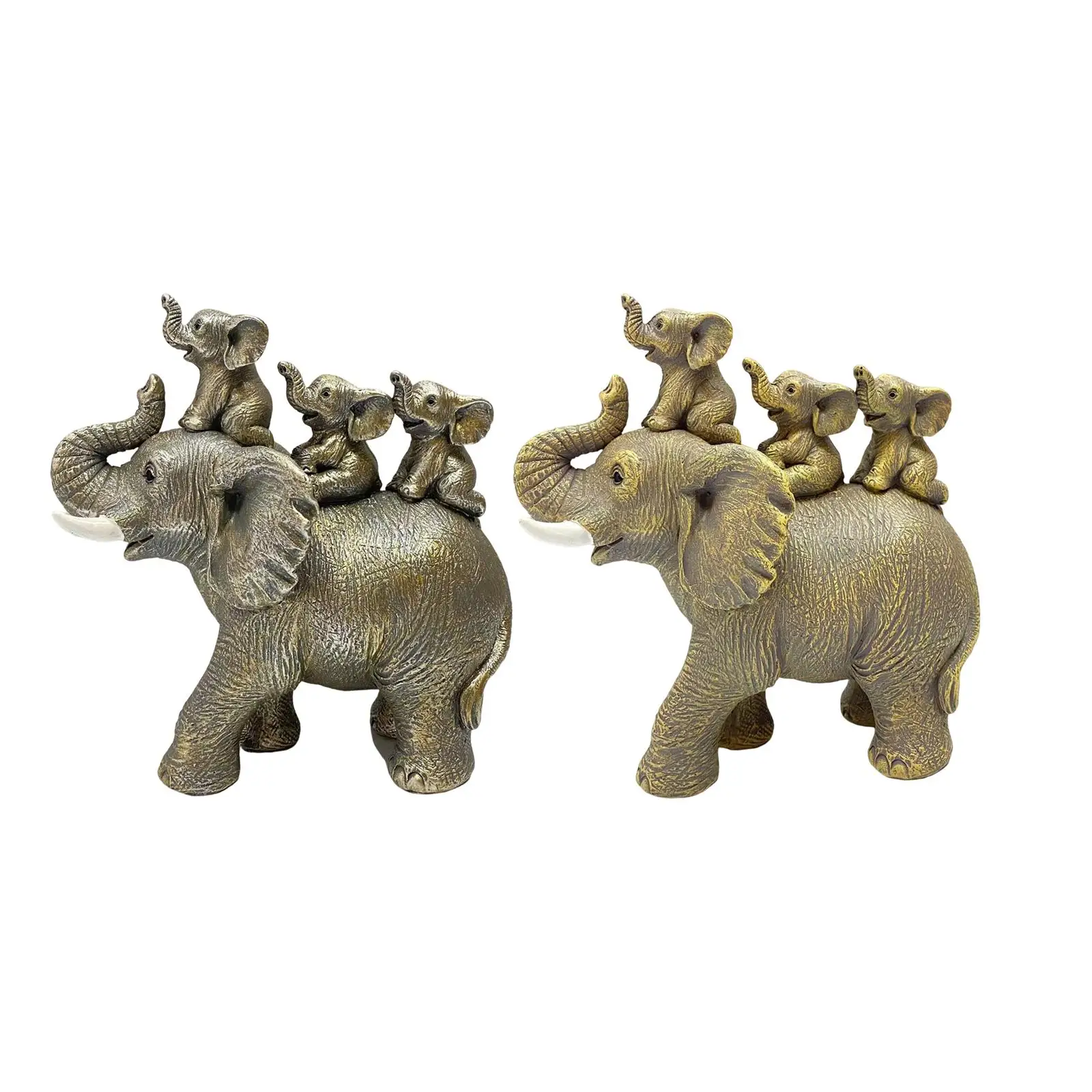 Artistic Elephant Statue Tabletop Resin Sculpture Animal Figurine for Display