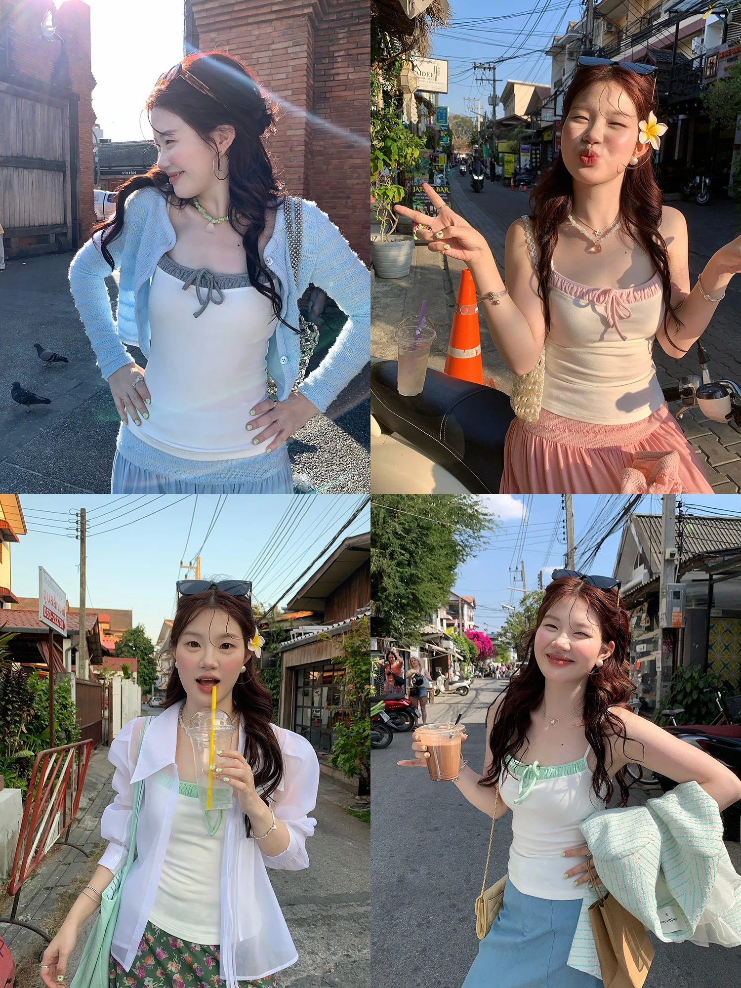 

Spring Layering Women's Casual Style Color Block Soft Design Sensation Strap Vest Summer Top Cotton Short Length Fit Shirt