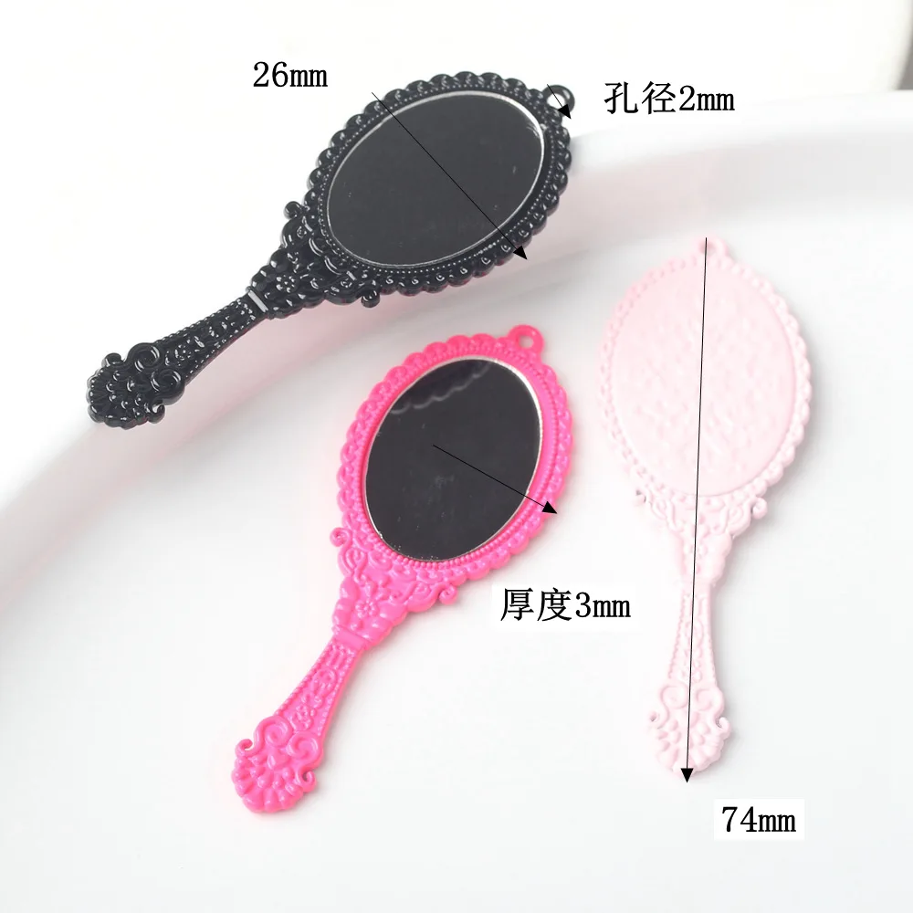 Zinc Alloy Hand-Held Mirror Pendant DIY Necklace Bracelet Earrings Accessories 6pcs/lot