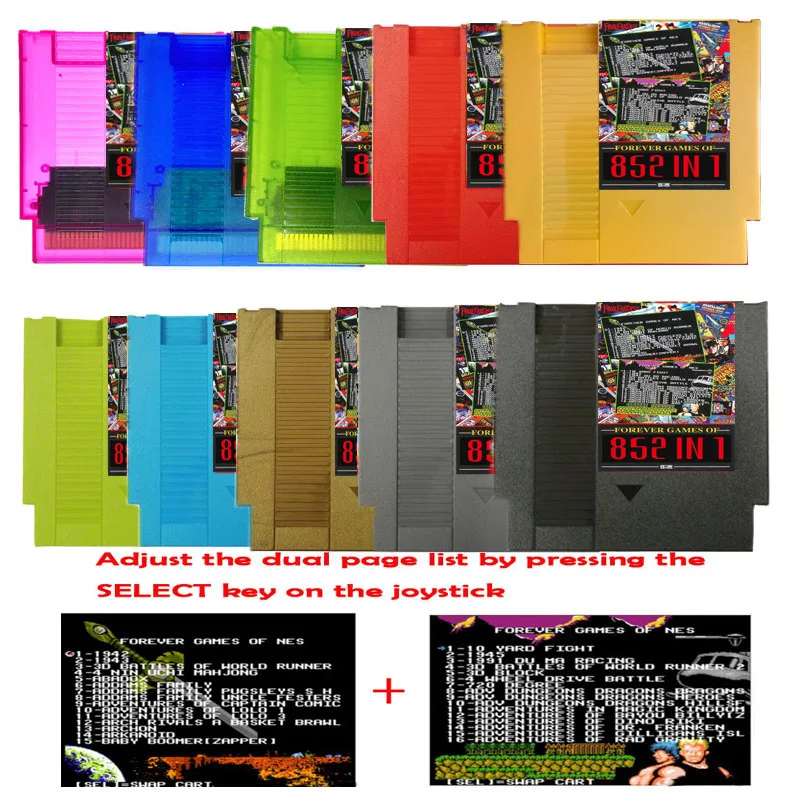 

FOREVER DUO GAMES OF NES 852 in 1 Game Cartridge for NES Console,1024MBit Flash Chip in Use