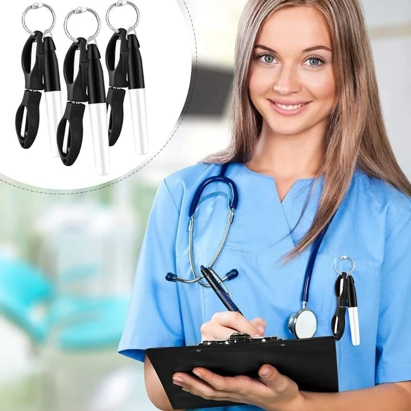 1 Set Nurse Pen Mini Folding Scissor Nurses Safety Scissor Pen Marker Keychain best sale
