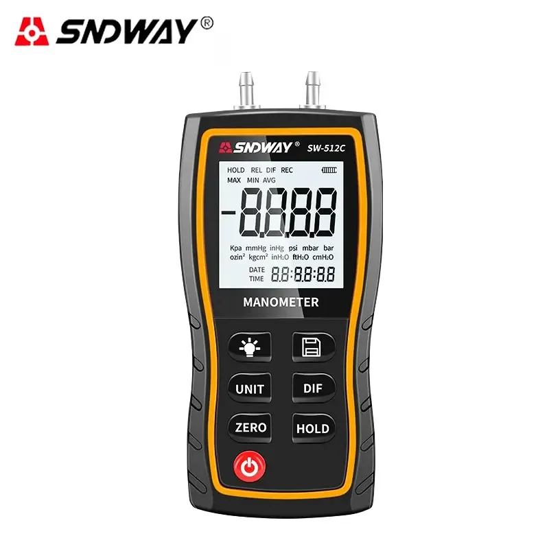 SNDWAY Digital Manometer Air Pressure Gauge ±103.42 KPa 0.01 Resolution air pressure Differential Gauge Kit Tool SW-512A/B/C