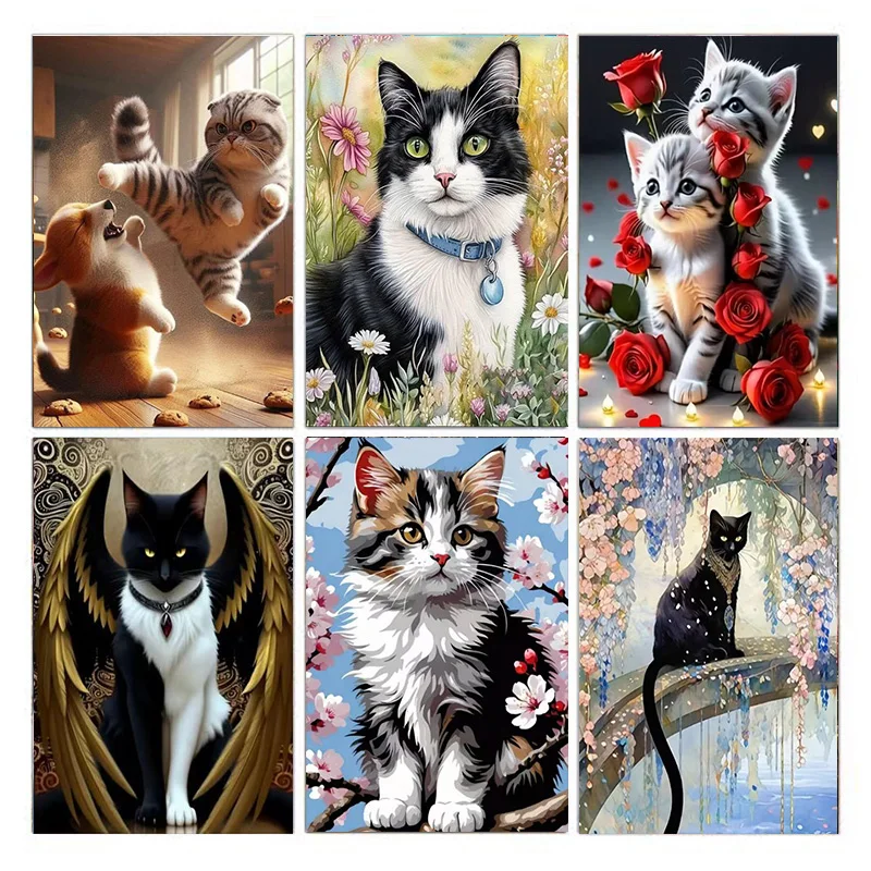 

Набор для алмазной вышивки AB DIY 5D Summer Diamond Painting с изображением котенка среди цветов, подходит для взрослых и начинающих.