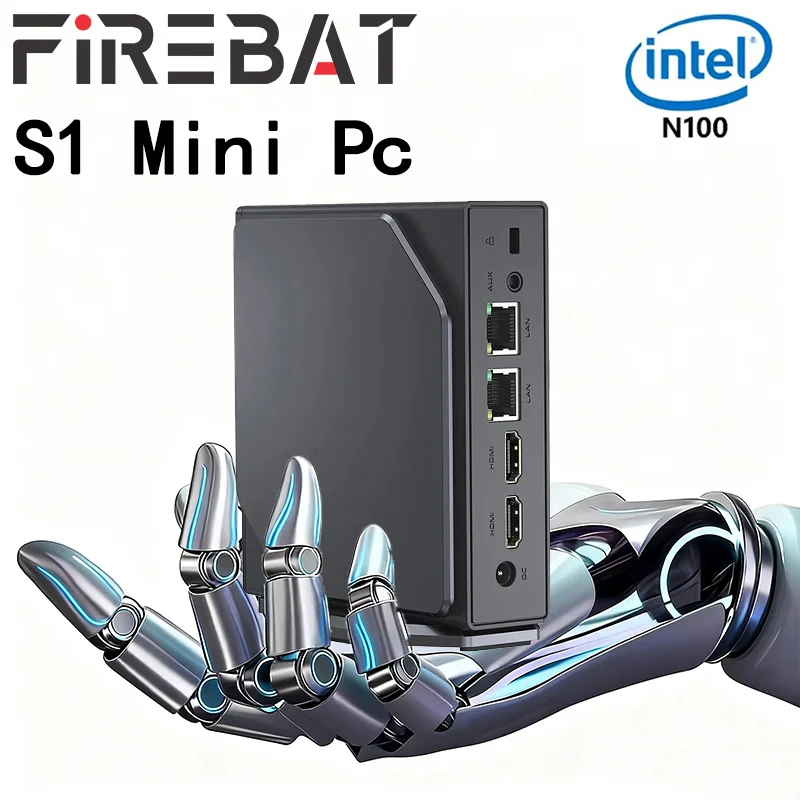 FIREBAT S1 Intel N100 Mini PC 16GB RAM 512GB SSD Windows 11 BT4.2 Dual HDMI Dual Screen 4K Mini Computer for Gaming And Work