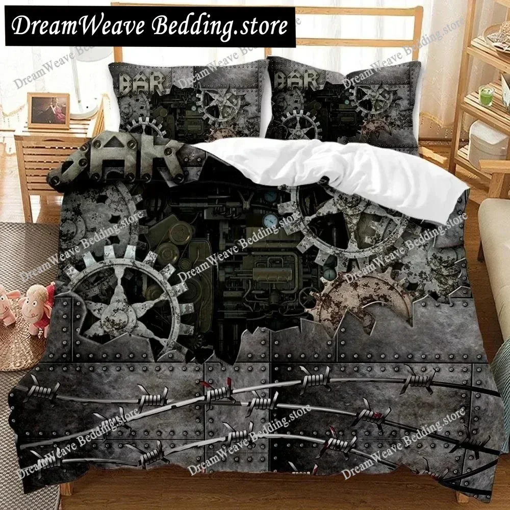 

Mechanical Gear Duvet Cover Set Steampunk Style Bedding Set Clocks Polyester Comforter Cover Men Bedclothes Quilt Cover963