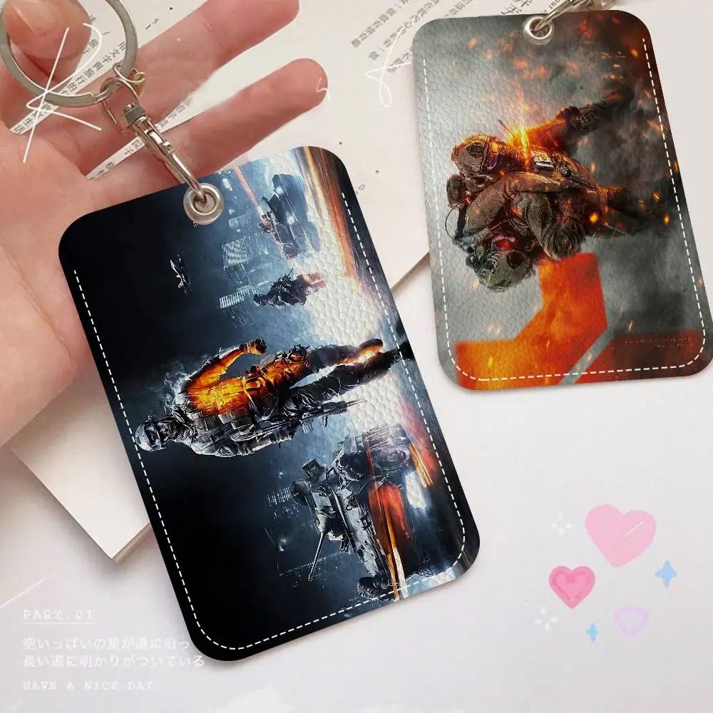Game Battlefield 6 1Pc PU Leather Card Holder Keychain Key Ring Door Lock Access Tags ID Card Case Keychain Card