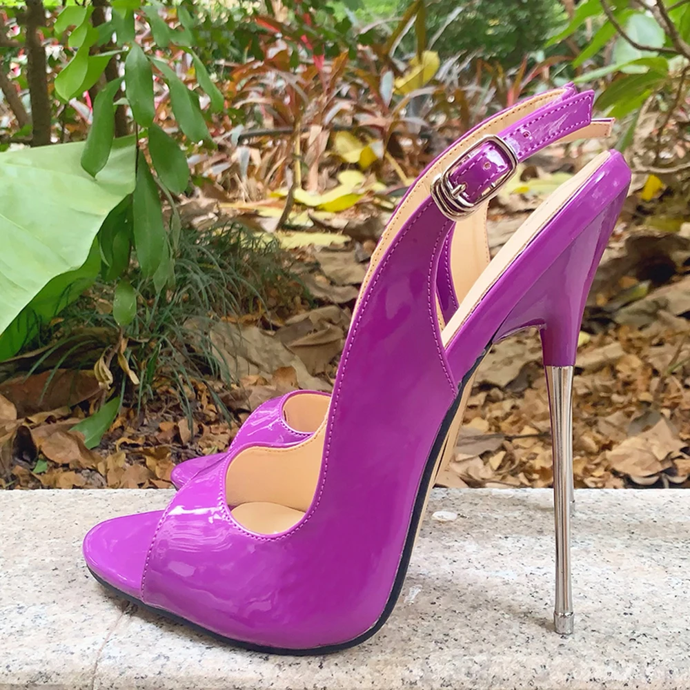 

Shiaopick Newly Man16cm Thin High Heels Purple Sexy Sandals Pumps Peep Toe Slip On Woman Cross Dresser Fetish Unisex Shoes