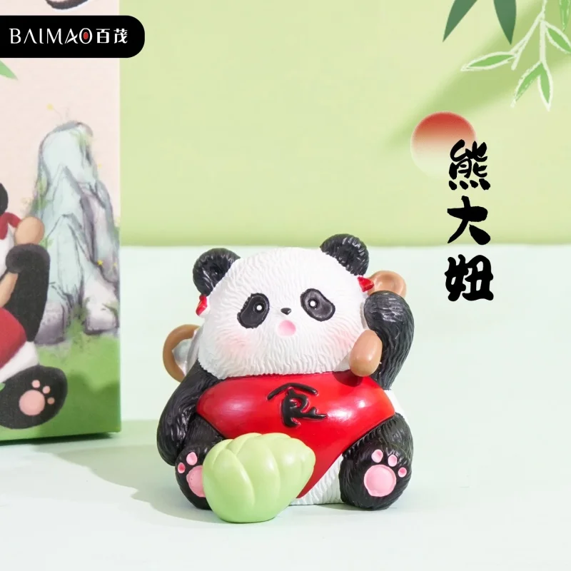 Oryginalne figurki Panda Jianghu, urocze ozdoby z żywicy do samochodu, domu i na biurko, figurki anime, prezenty na Boże Narodzenie i Nowy Rok.