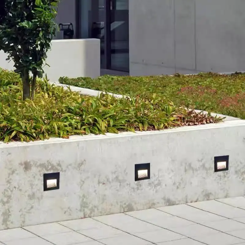Recessed LED Stair Step Lamp Outdoor Waterproof Corner Foot Light For Garden Villa Courtyard Walkway