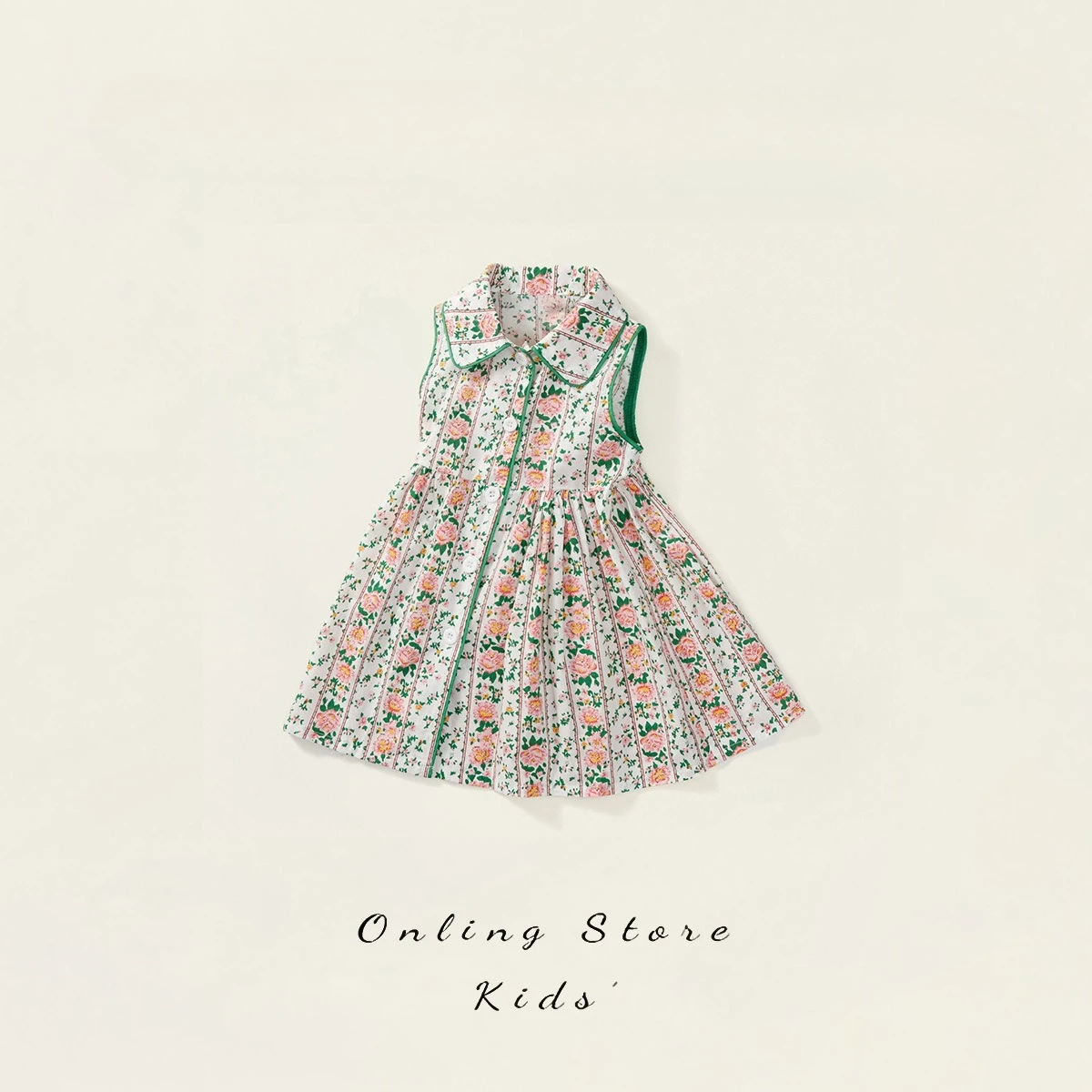 Girls' dress  summer new item for baby girls Korean sleeveless doll collar floral  princess dress