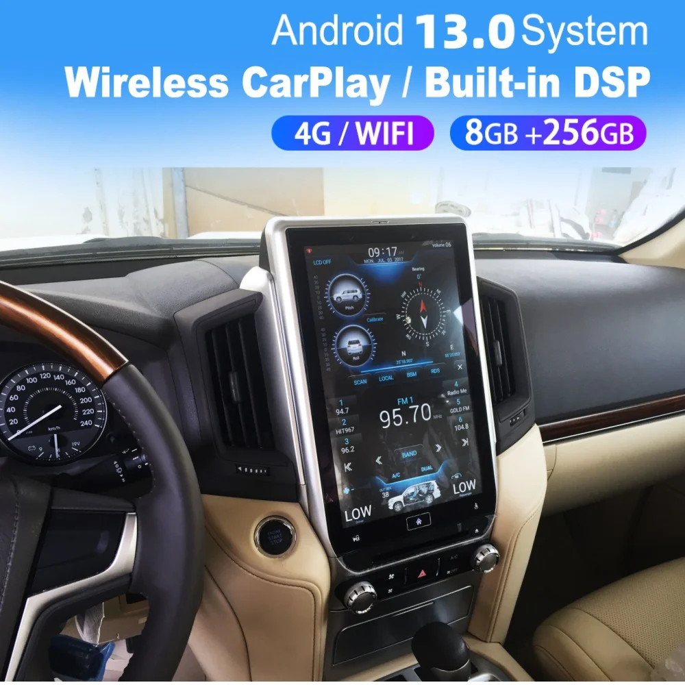 13.6 Inch 8 Core Qualcomm Android Car Multimedia Automotive Radio For Toyota Land Cruiser LC200 2016~2018 GPS Navi Head Unit