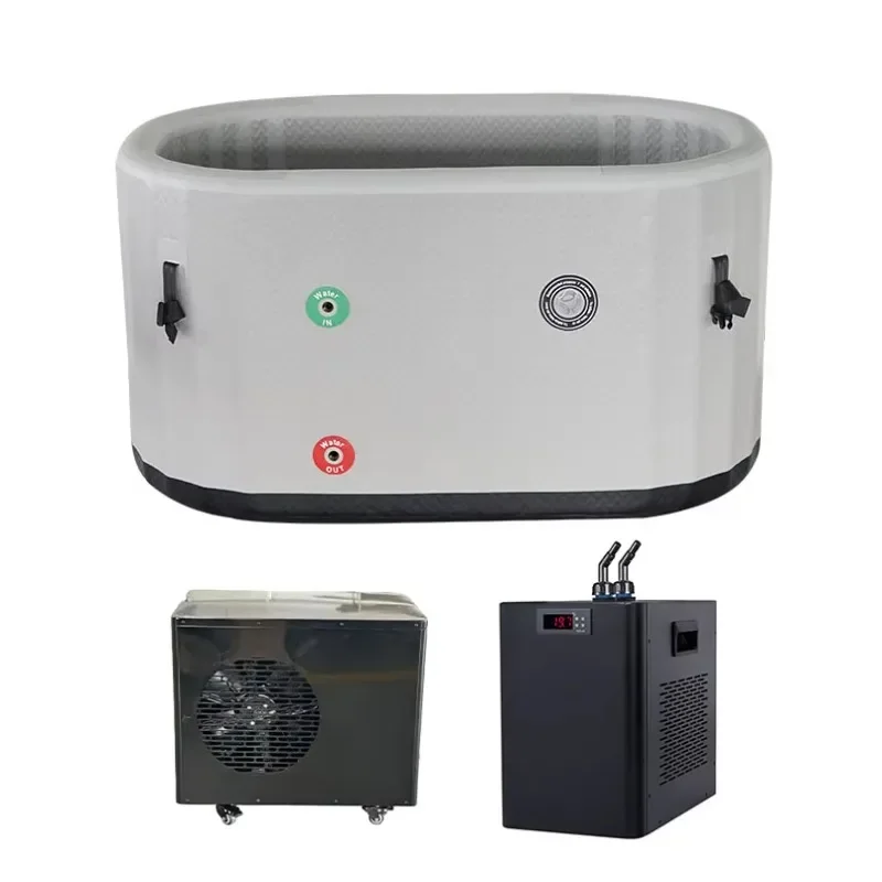 Portable Ice Bath Machine Cold Plunge Chiller Bucket With Wooden Cover For Home Spa Recovery