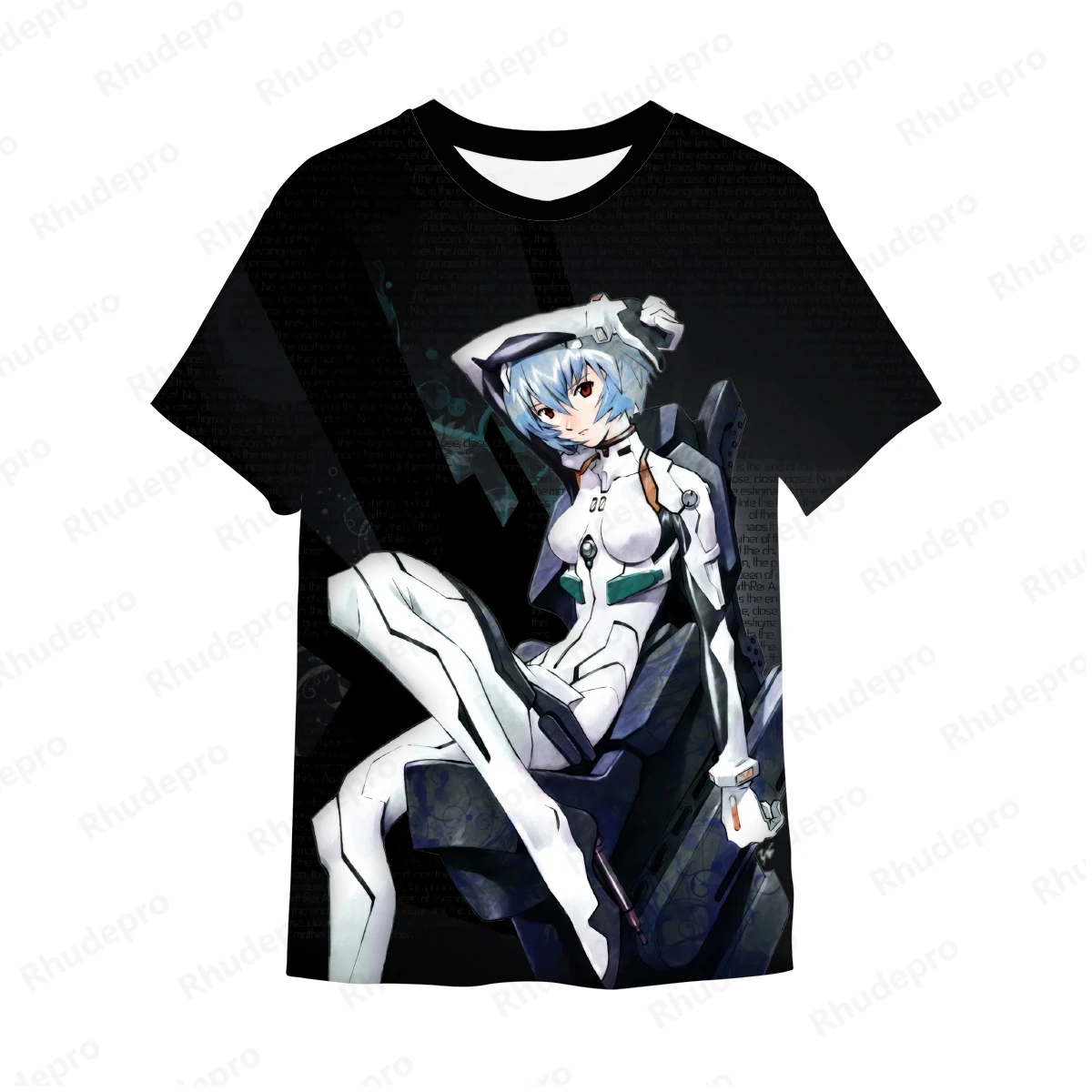 Camiseta de manga corta para hombre, ropa de calle de neón, camisas de moda de Genesis Evangelion, Tops de Hip Hop, nuevas camisetas para niños