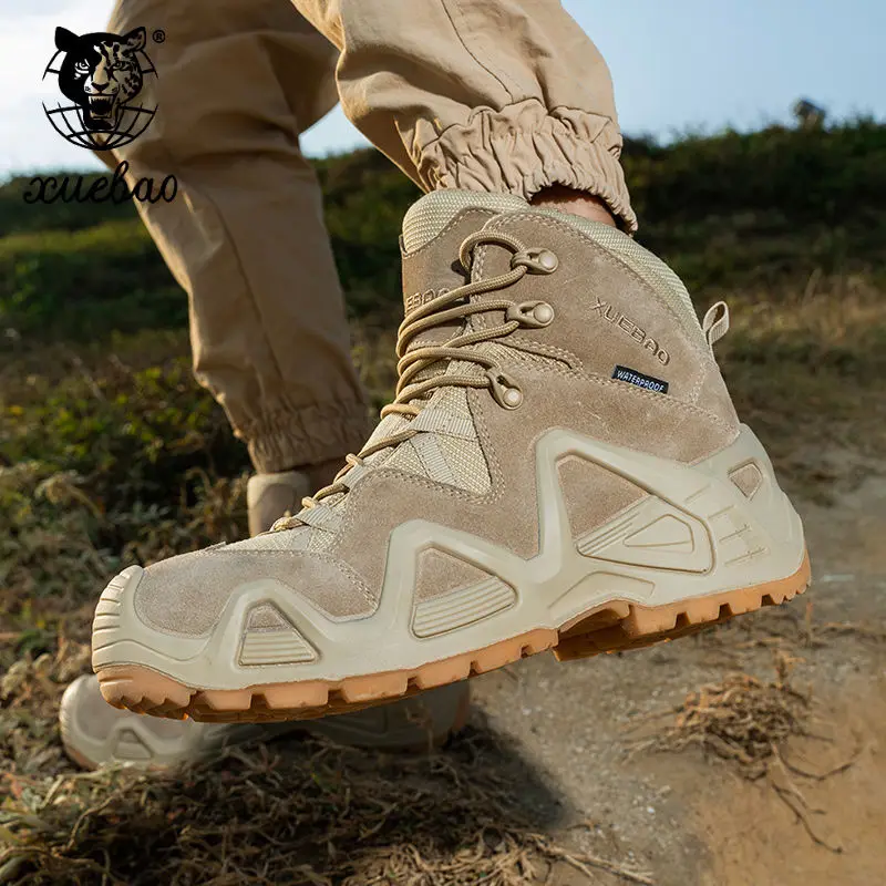 Bottes de combat imperméables pour hommes, bottes de neige décontractées, chaussures de randonnée en plein air, haute qualité, mode