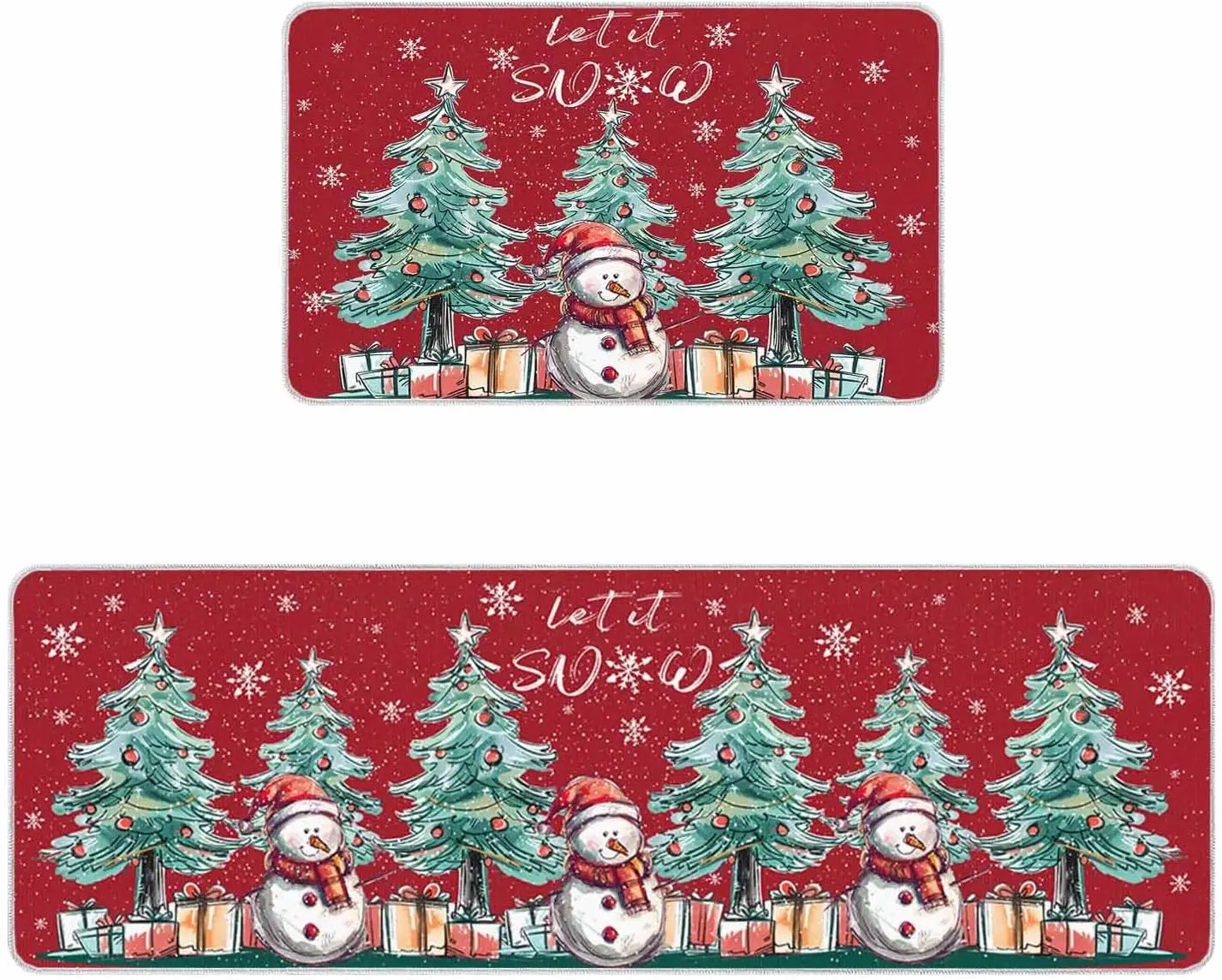 Christmas Snowman Xmas Tree Kitchen Mat Decor Kitchen Corridor Balcony Rugs Bedroom Bedside Foot Mat Christmas Decorations