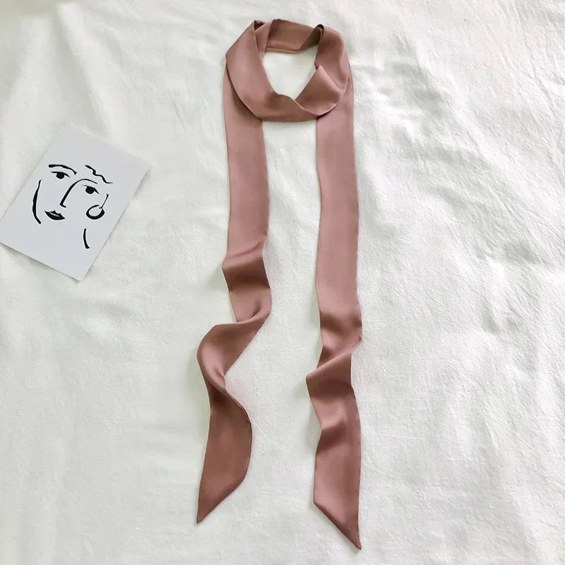 Plain Headband Long Hair Scarfs For Women Skinny Wrist Ribbon Cute Neck Scarves Female 5*200CM Fashion Hairband Bag Tie Scarf