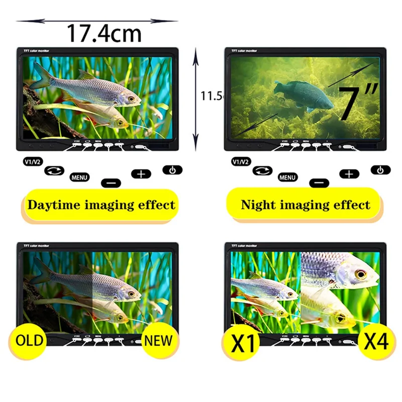 BAAE Underwater Fishing Camera LCD Monitor Fish Finder Waterproof 1000TVL Fishing Camera Infrared Lights For Lake