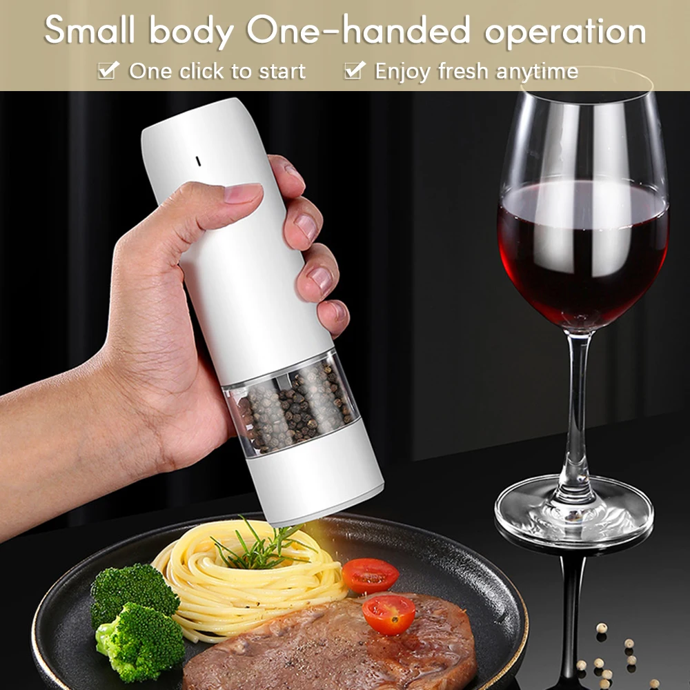 Seasoning Grinder Kitchen Electric Grinding Bottle 6 Speed Adjustable Thickness USB Suitable for Sea Salt Sichuan Pepper