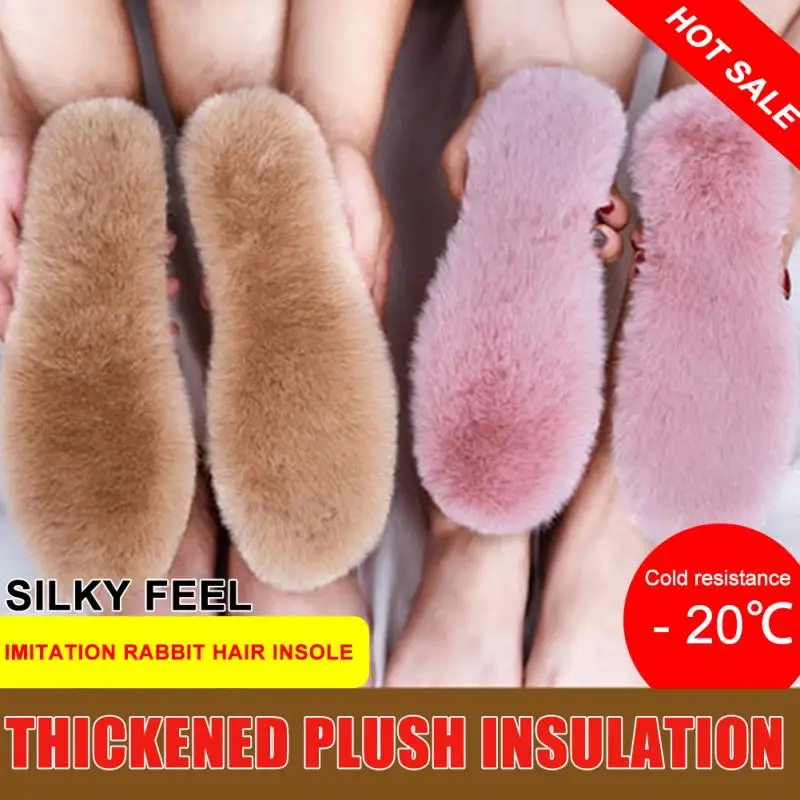 3 Style Fur Heated Insoles Warm Imitation Rabbit Fur Thermal Thicken Soft Breathable Winter Shoes Insert Unisex Boots Pad Sole