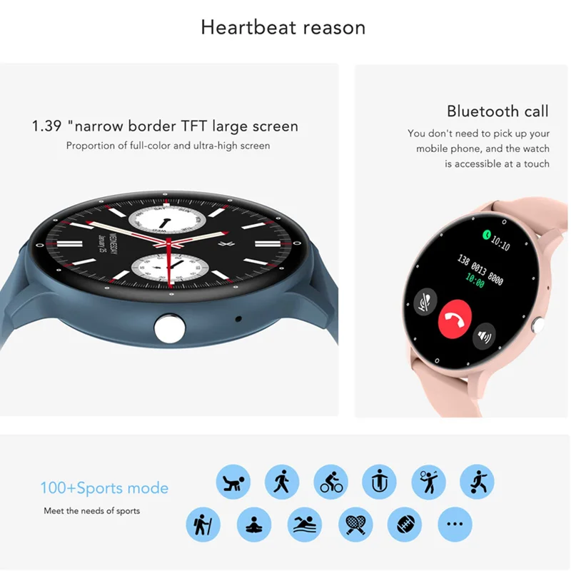 ساعات ذكية للنساء، مكالمة بلوتوث، إشعار Whatsapp، تذكير، متتبع النشاط، ساعات ذكية مخصصة لهدية عيد الميلاد