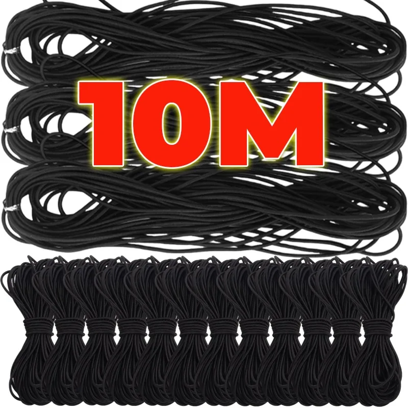 10m Black Strong Elastic Rope Bungee Shock Cord Stretch String for DIY Jewelry Making Outdoor Project Tent Kayak Boat Backage