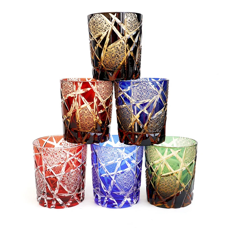 

250ml Amber Lightning Whiskey Tumbler Glasses Japanese Royal Dedicated Edo Kiriko Wine Cups XO Chivas Cognac Whisky Snifter Mug