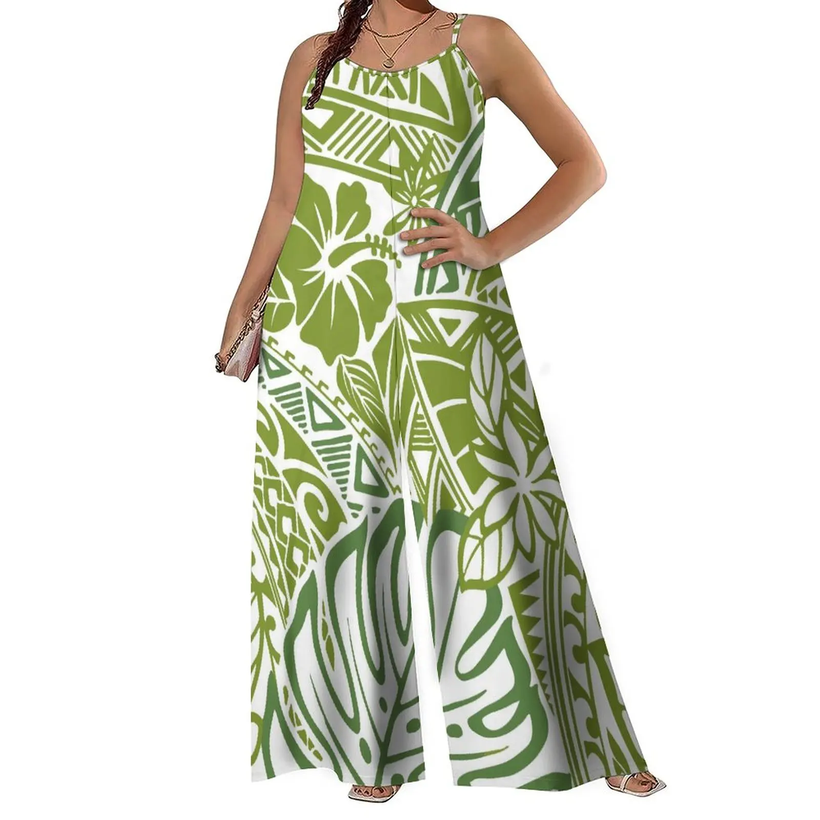 

Design Sense Niche Strap Rompers Polynesian Print Custom Haute Couture Jumpsuit Women'S Summer Temperament Slimming Pants