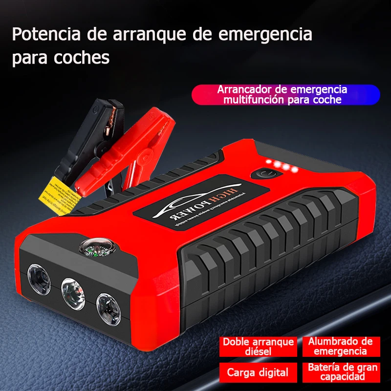 12V Car Jump Starter Power Bank Portable Car Battery Booster Charger Starting Device Auto Emergency Start-up Lighting