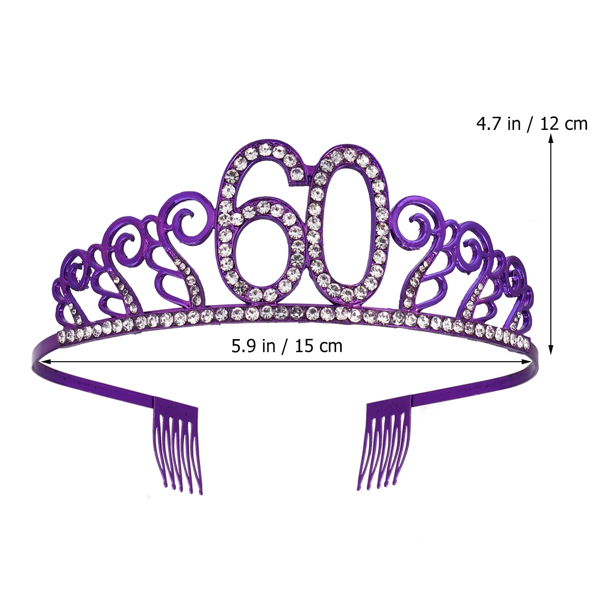 60 Purple Birthday Crown Hair Accessories Number Crown Delicate Headdress Women Elegant Cake Topper Decor Chic Party Favor