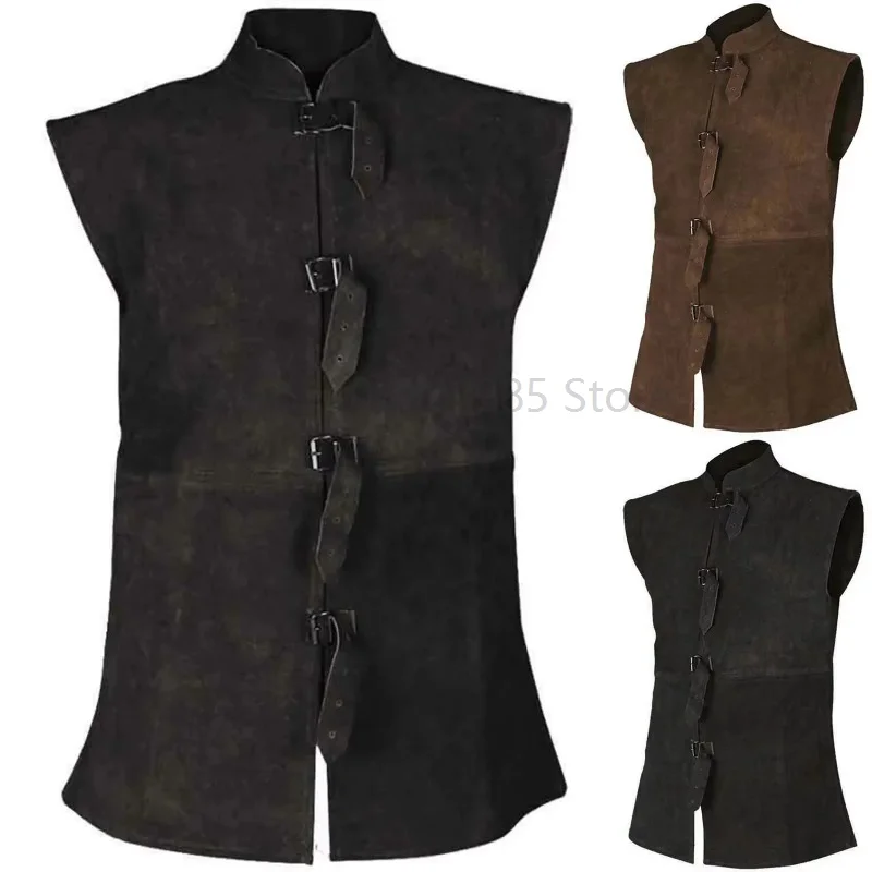 

Cosplay Medieval Vest Costume Men Renaissance Victoria Steampunk Gothic Vicking Tailcoat Jacket Halloween Carnival Dress Up