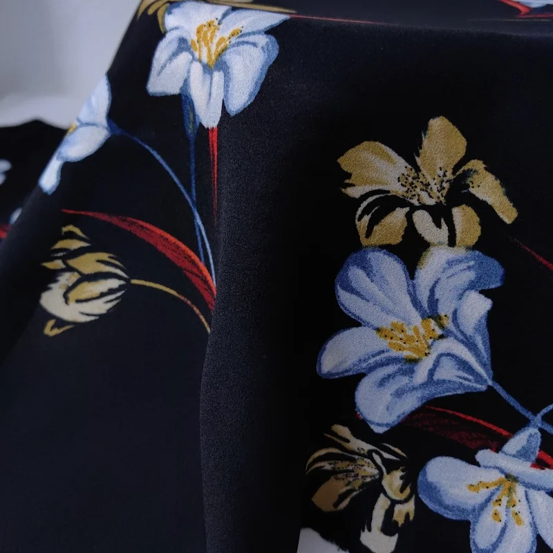 

Картина маслом с цветочным принтом, слегка эластичная морщинистая шифоновая чернила, веерное искусство, осень-лето, ткань, платье, рубашка, швейные аксессуары, оптовая продажа