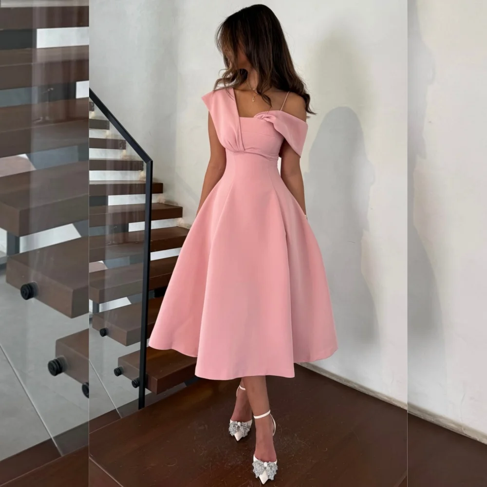 Customized Chinese Style Jersey Pleat A-line Off-the-shoulder Midi Dresses Bespoke Occasion Elegant Retro