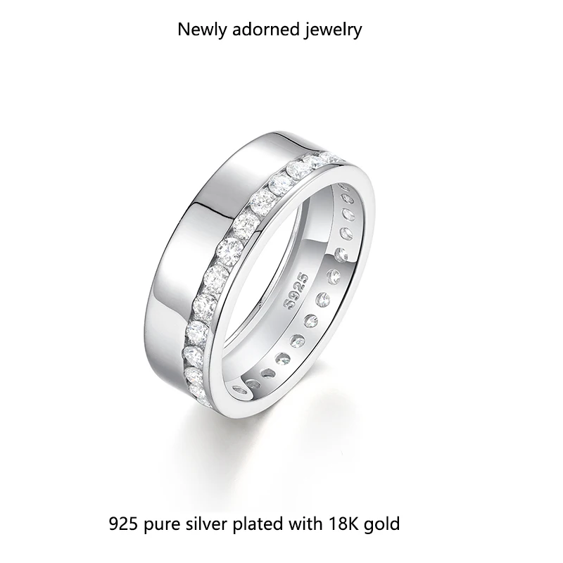 

S925 silver full circle moissanite men's ring, simple and elegant, bestseller, cross-border hot-selling item