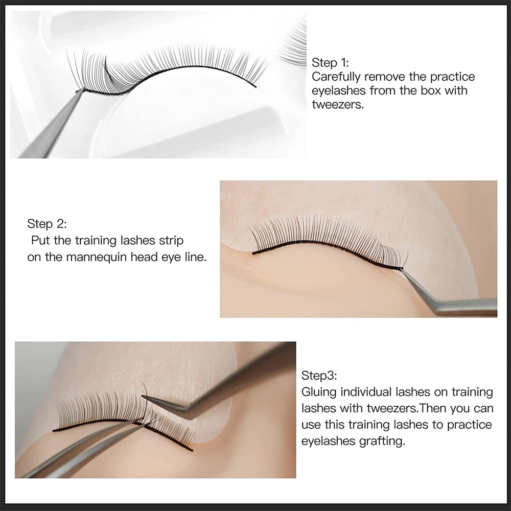 5/10 Pairs Artificial Fiber Eyelash Practice Grafting Beauty Training Supplies Anti-Real Eyelashes Protection for Beginners