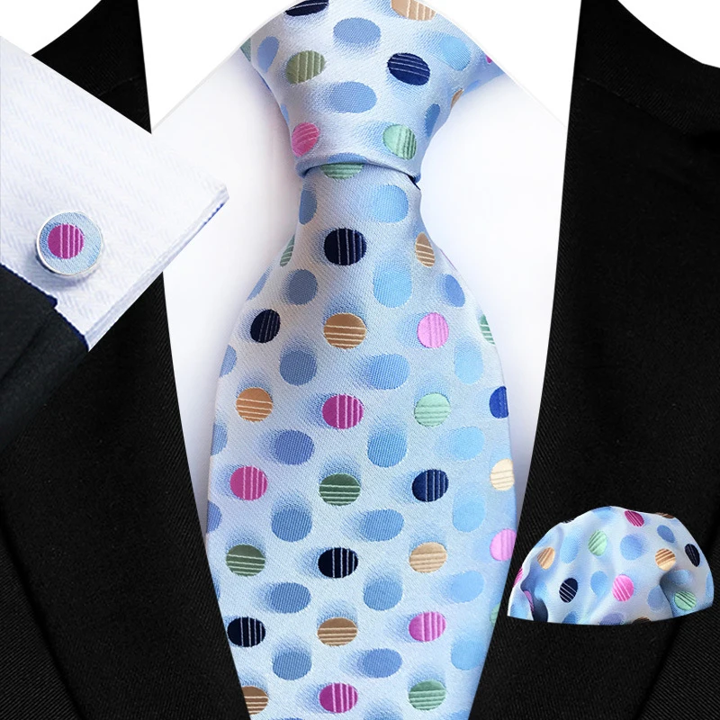 Flower Dot Silk Ties For Men Luxury 8cm Wide Floral Wed Necktie Pocket Square Cufflinks Set Fashion For Men Party Wedding Gift