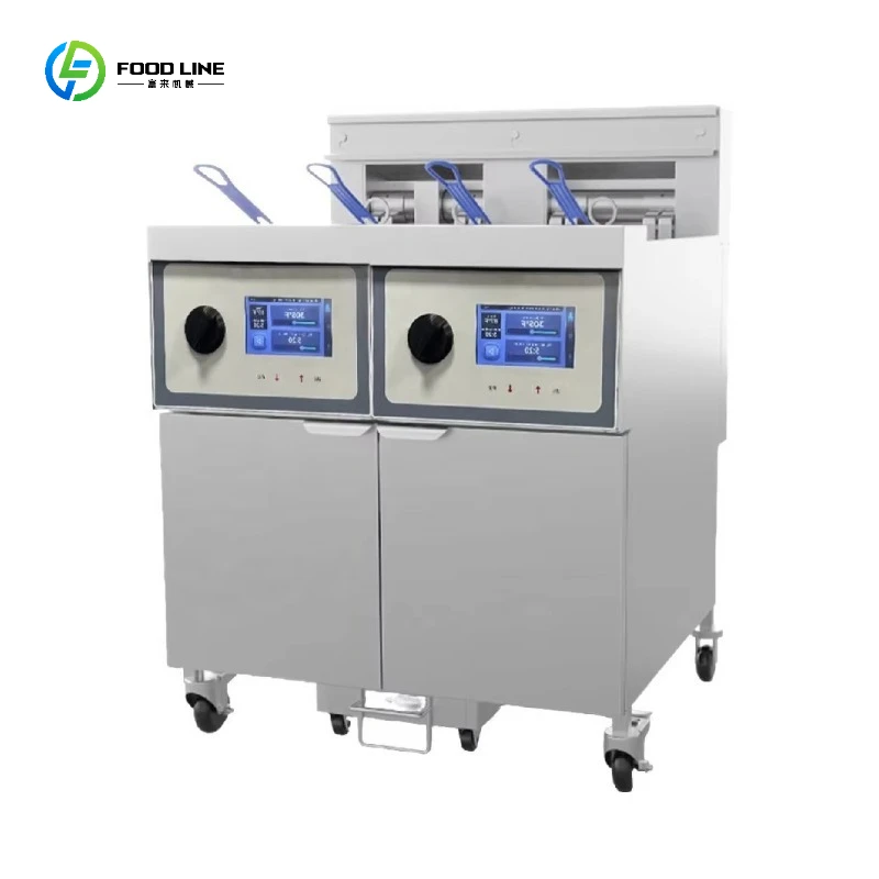 Touch Screen Commercial Electric Fryer With Oil Filter Cart Open Fryer Instant Heating Deep Fryer for French Fries Customized