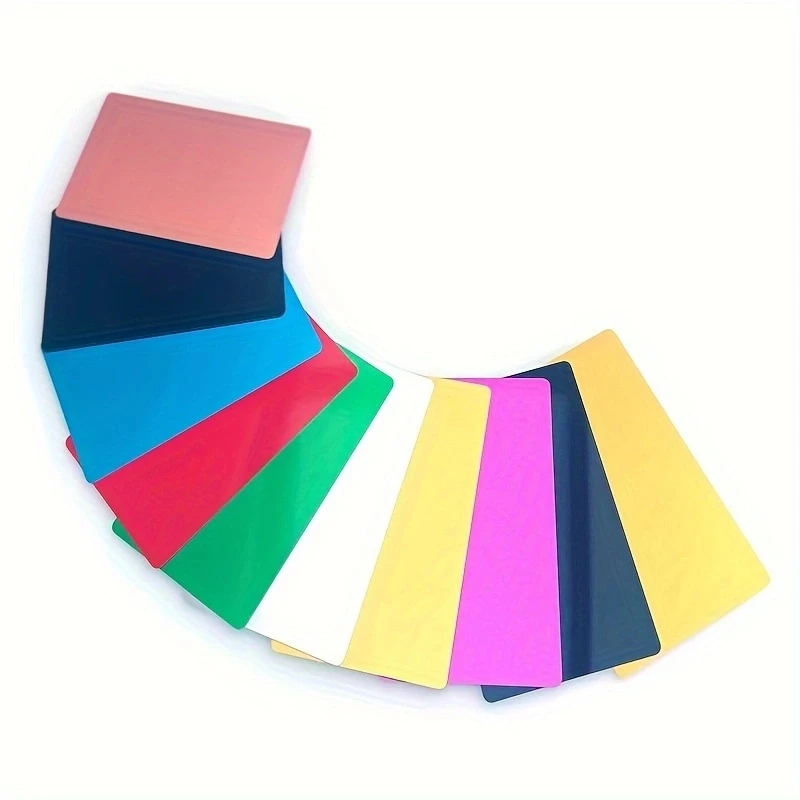 

50Pcs/Set Portable Metal Business Card Colored Finish Aluminum Blank Laser Engraving Cards Special Logo Printing Office Supplies