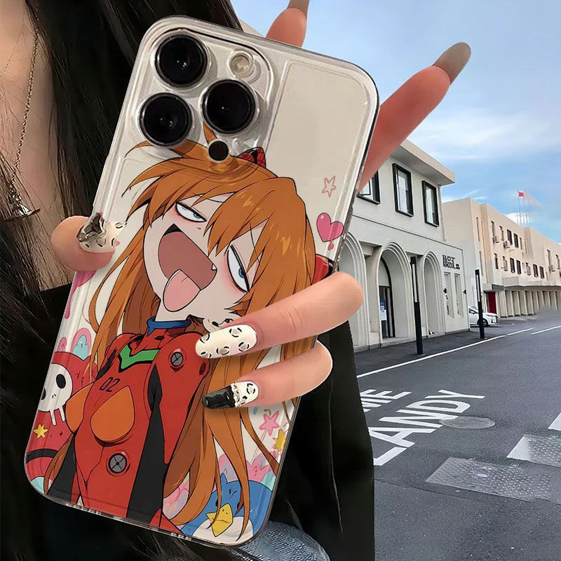 Neon Genesis Evangelion Ayanami Rei Asuka Zunge Heraus Handyhülle für iPhone 17 16 Stoßfeste Transparente Kawaii Schutzhülle – Detail 4