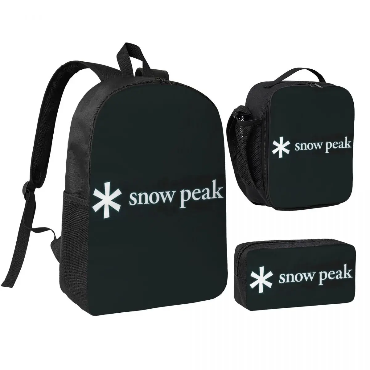 

L-Luxurious S-snow P-peak Backpack Student BookBag School Bag Shoulder Bags 3ps Insulated Lunch Bag Pencil Case