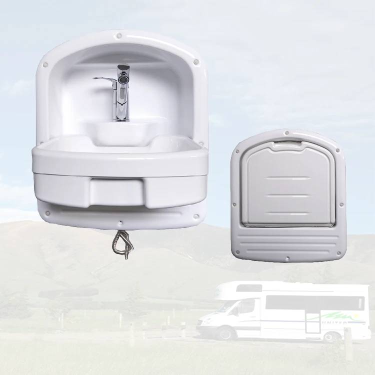 

Intelligent Library Most Popular White RV Smart Space Caravan Bathroom Sink Built-In Foldable Motor Home Sink For Wholesale