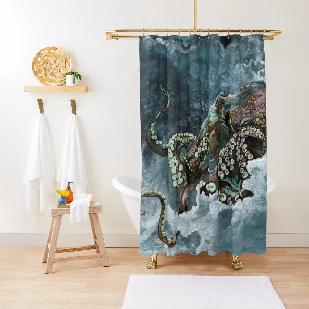 

Octopus Shower Curtain Bathroom Fabric Anime Shower Cute Shower Luxury Bathroom Curtain