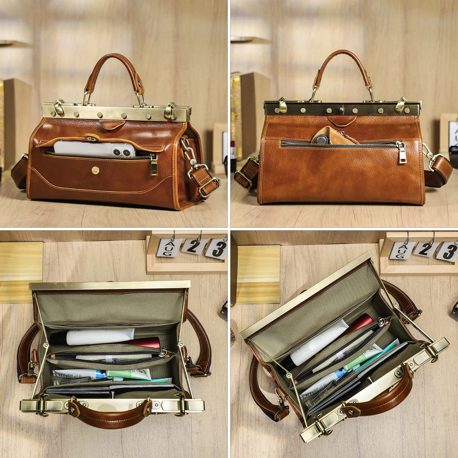 กระเป๋าถือหนังแท้ CONTACT'S สำ - Structured Handbag Top Handle บทวิจารณ์และราคา
