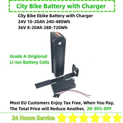 City Bike Silver Fish Ebike Battery 36V 24V 25.9V 10Ah 13Ah 15Ah 20Ah Li-ion Under Seat Mount for Phylion XH259-10J Prophete 100