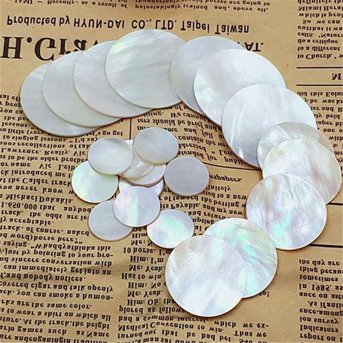 White Mother of Pearl Round Double Flat Loose Stone Natural Shell Beads for DIY Jewelry