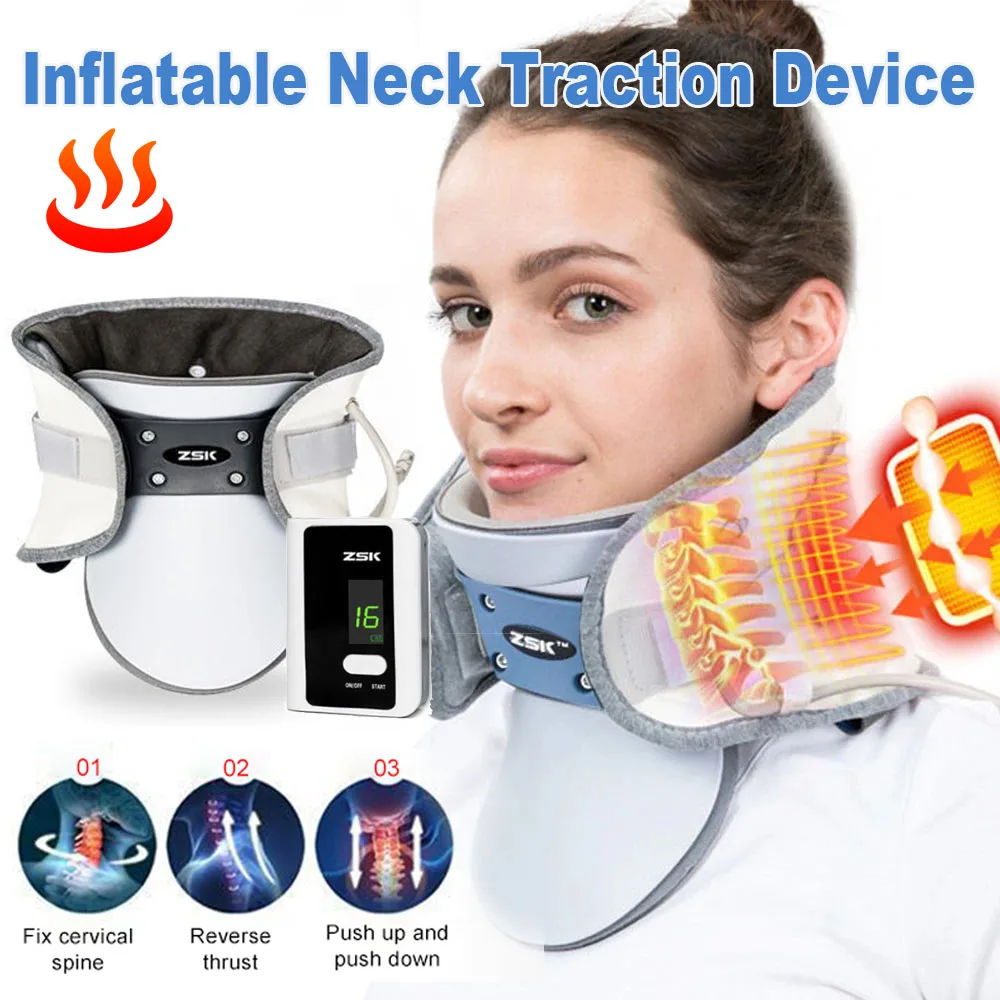 Inflatable Neck Traction Device Neck Hot Compress Chiropractic Cervical Tractor Support Stretcher Back Posture Corrector