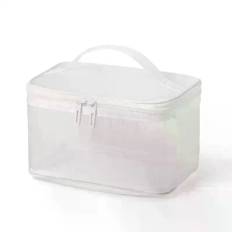 Transparent Mesh Cosmetic Bag Large Capacity Single Layer Travel Makeup Skincare Storage