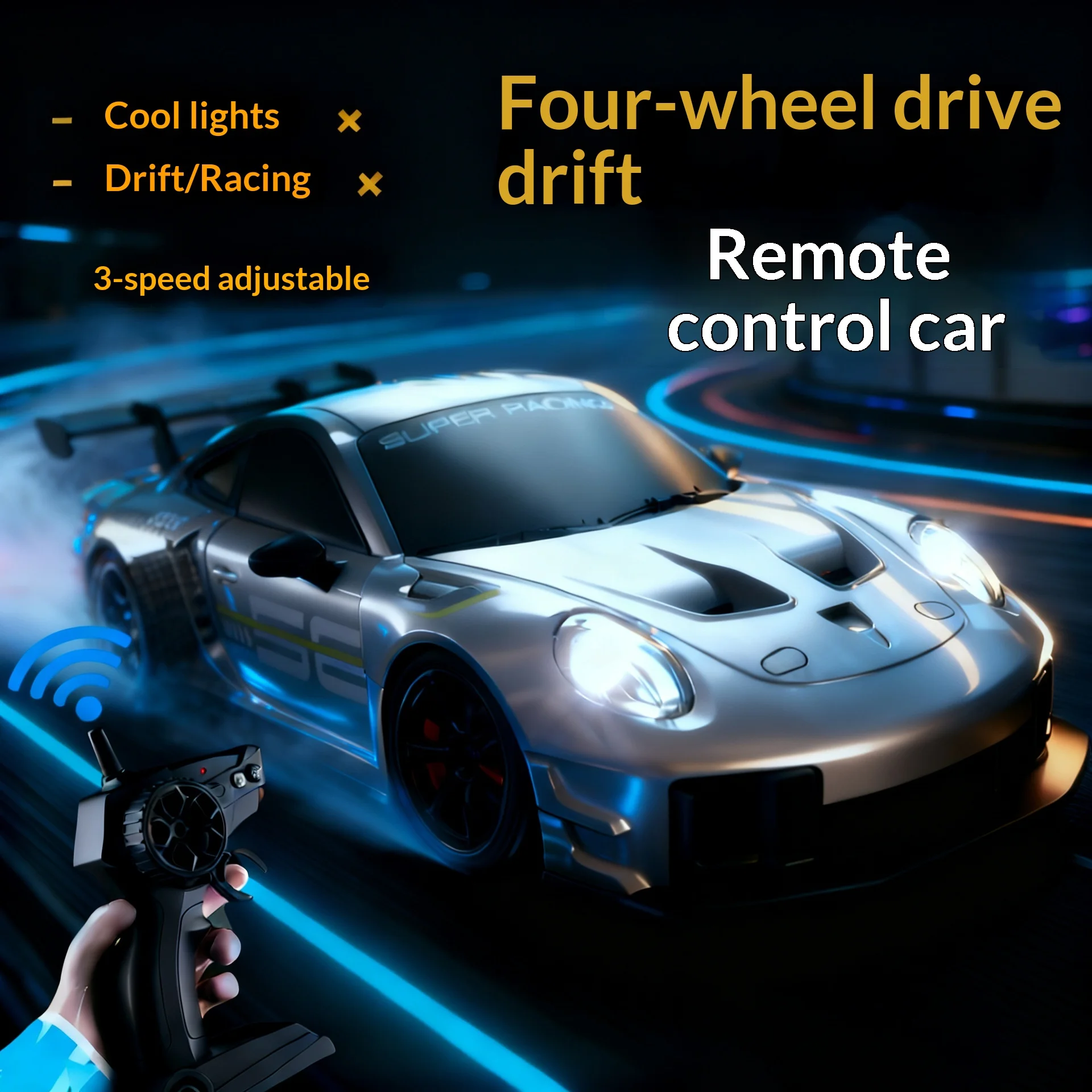 

Super Racing New 4Wd High Speed Remote Control Drift Car Led Lights Adjustable Simulation Sports Car Model Drift Wholesale