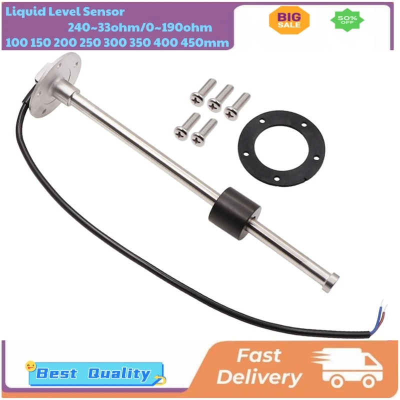 Auto 100 150 200 250 300 350 450mm Fuel Gauges Sensors 0-190ohm 240-33ohm Water Level Gauges Sensors Sending Unit 9-32v